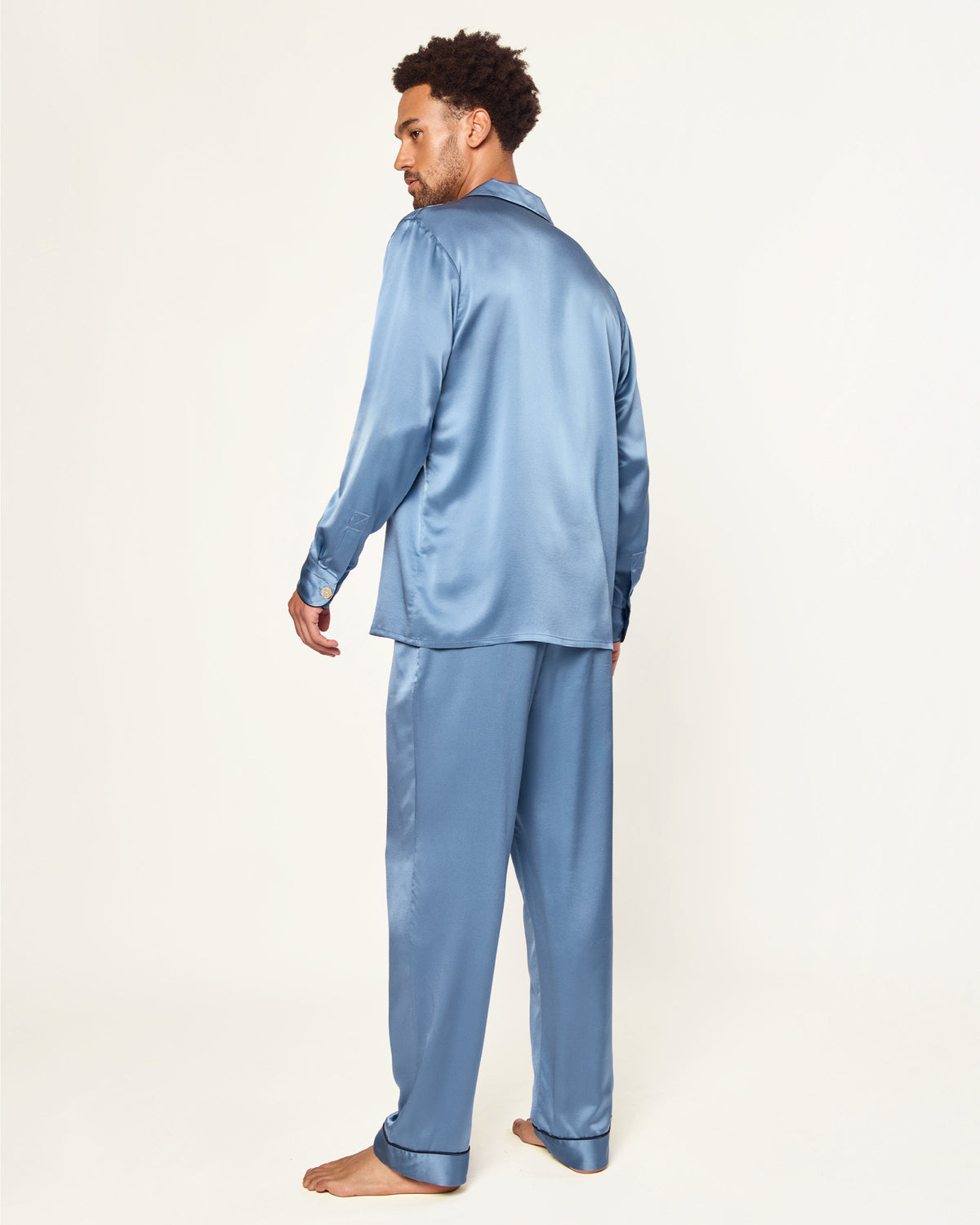 Men’s Silk Pajama Set in Mystique Blue