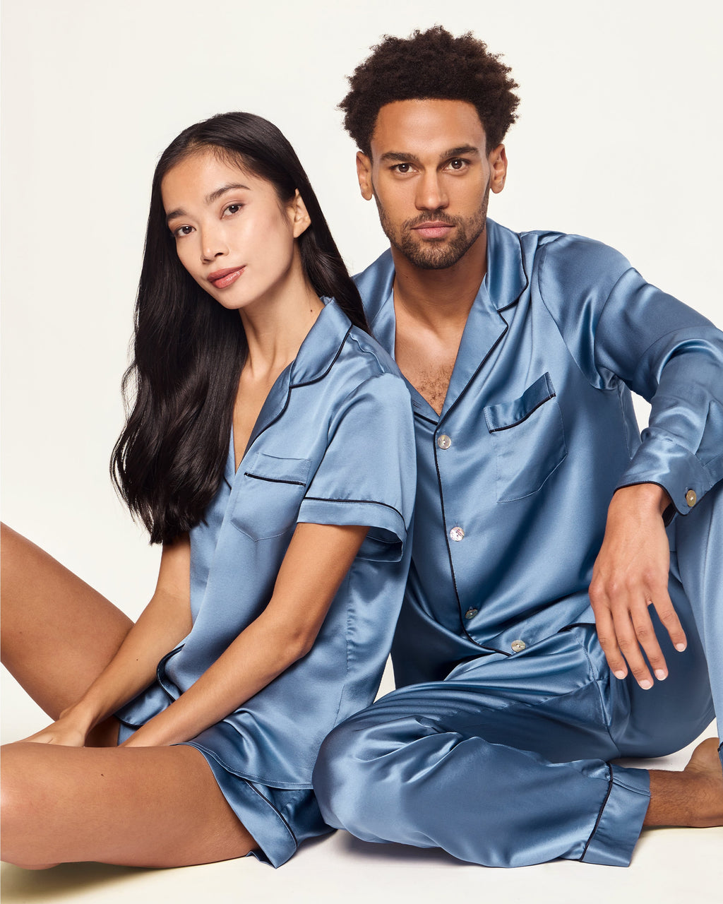 Men’s Silk Pajama Set in Mystique Blue
