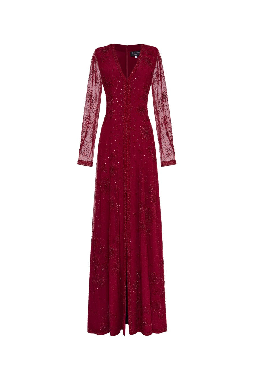 The Astrid Burgundy Gown