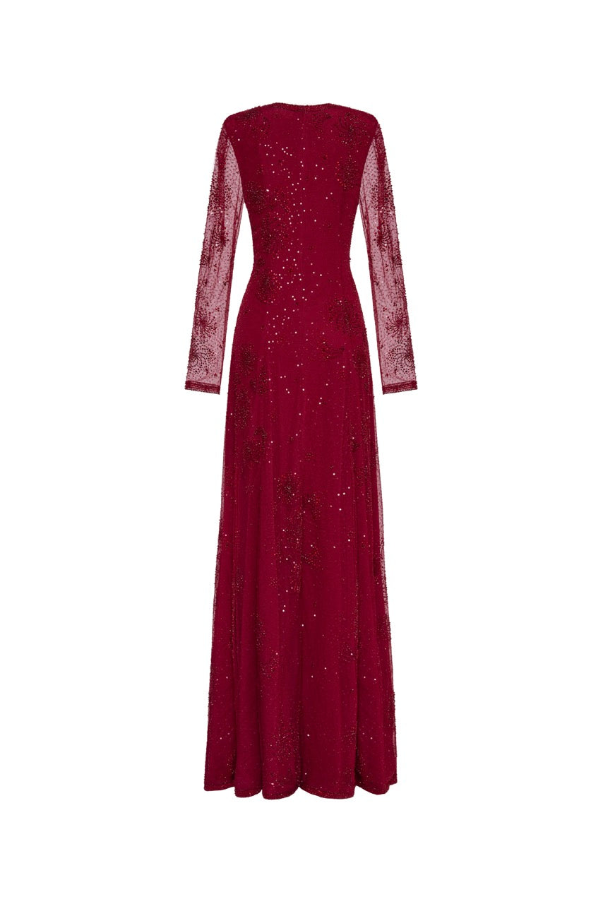 The Astrid Burgundy Gown