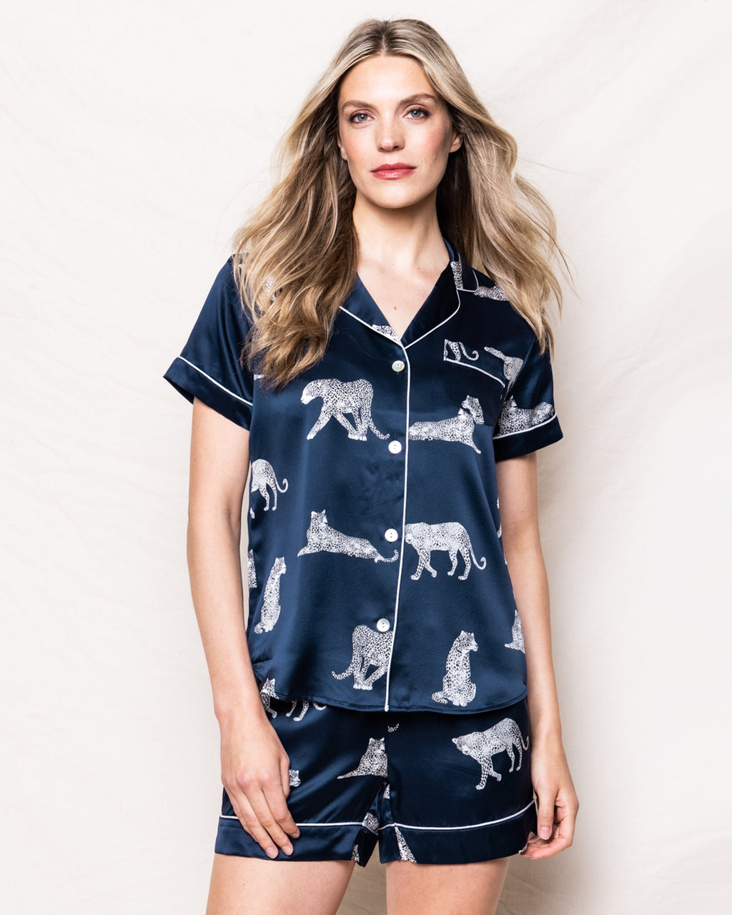 Women’s Silk Pajama Short Set in Panthère de Nuit