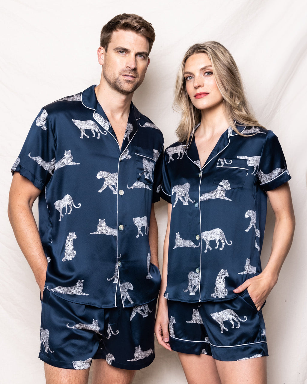 Men’s Silk Pajama Short Set in Panthère de Nuit
