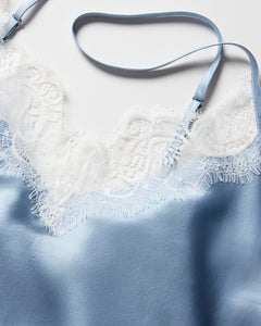 Women’s Silk Lace Cami Short Set in Periwinkle