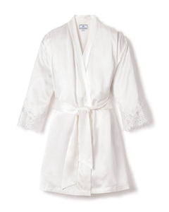 Women’s Silk Lace Robe in White