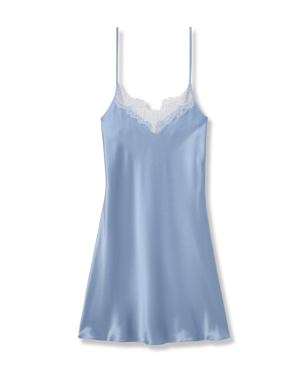 Women's Silk Lace Slip Dress in Periwinkle