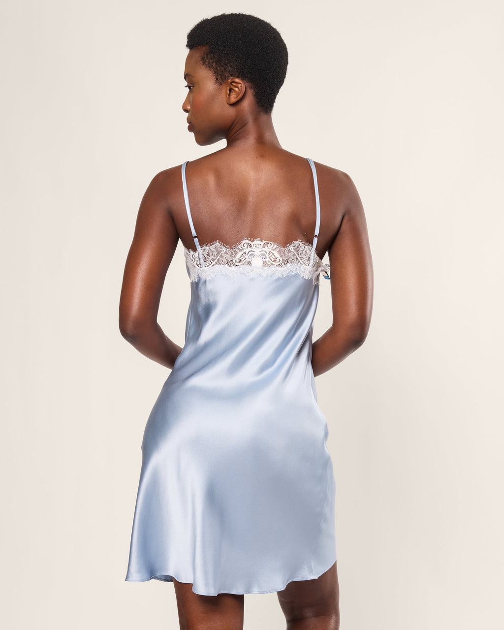 Women's Silk Lace Slip Dress in Periwinkle | Over The Moon Women's Silk Lace Slip Dress in Periwinkle | Over The Moon