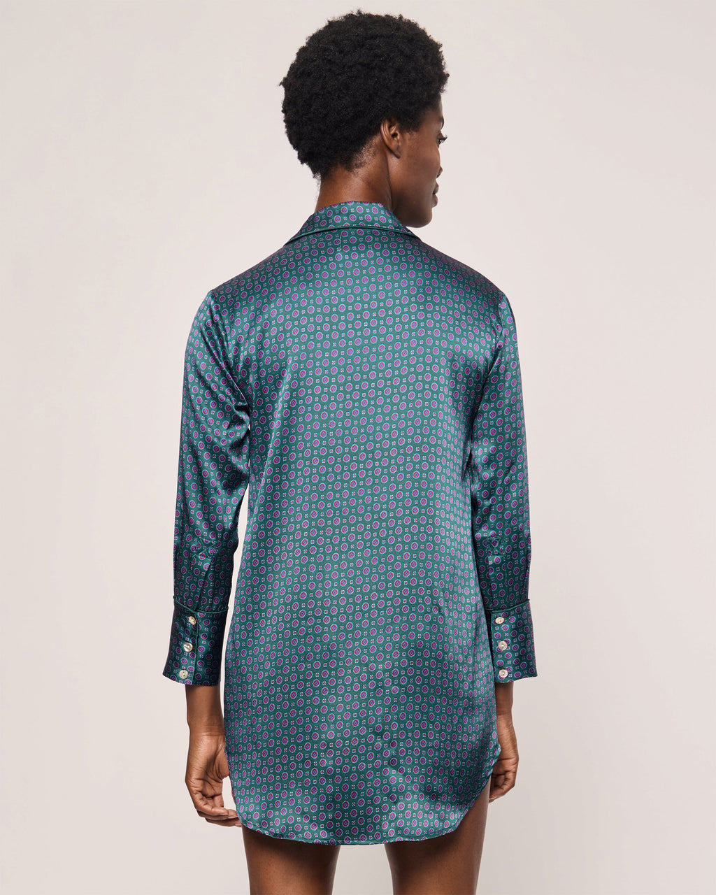 Women’s Silk Nightshirt in Emerald Foulard