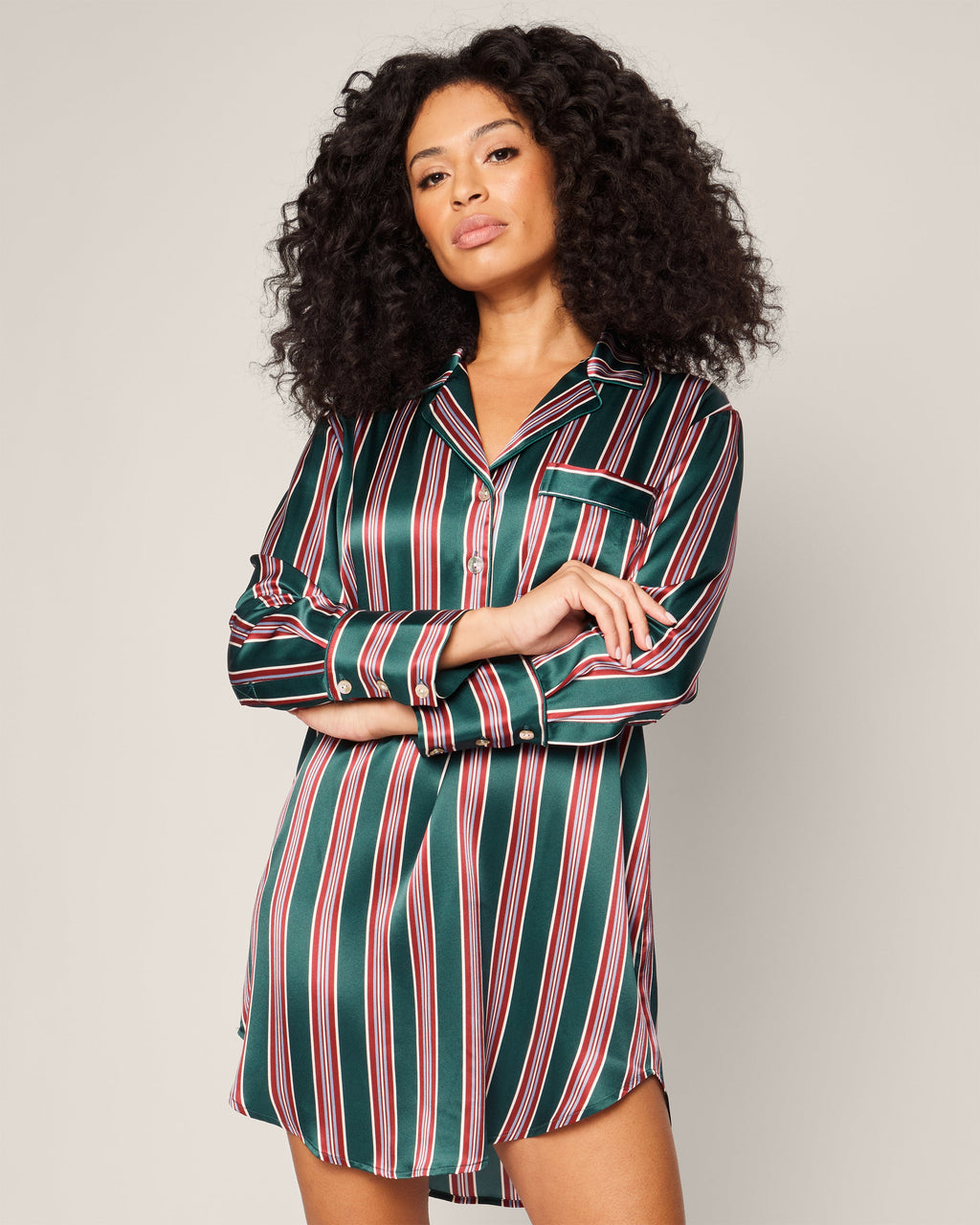Women’s Silk Nightshirt in Lancaster Stripe