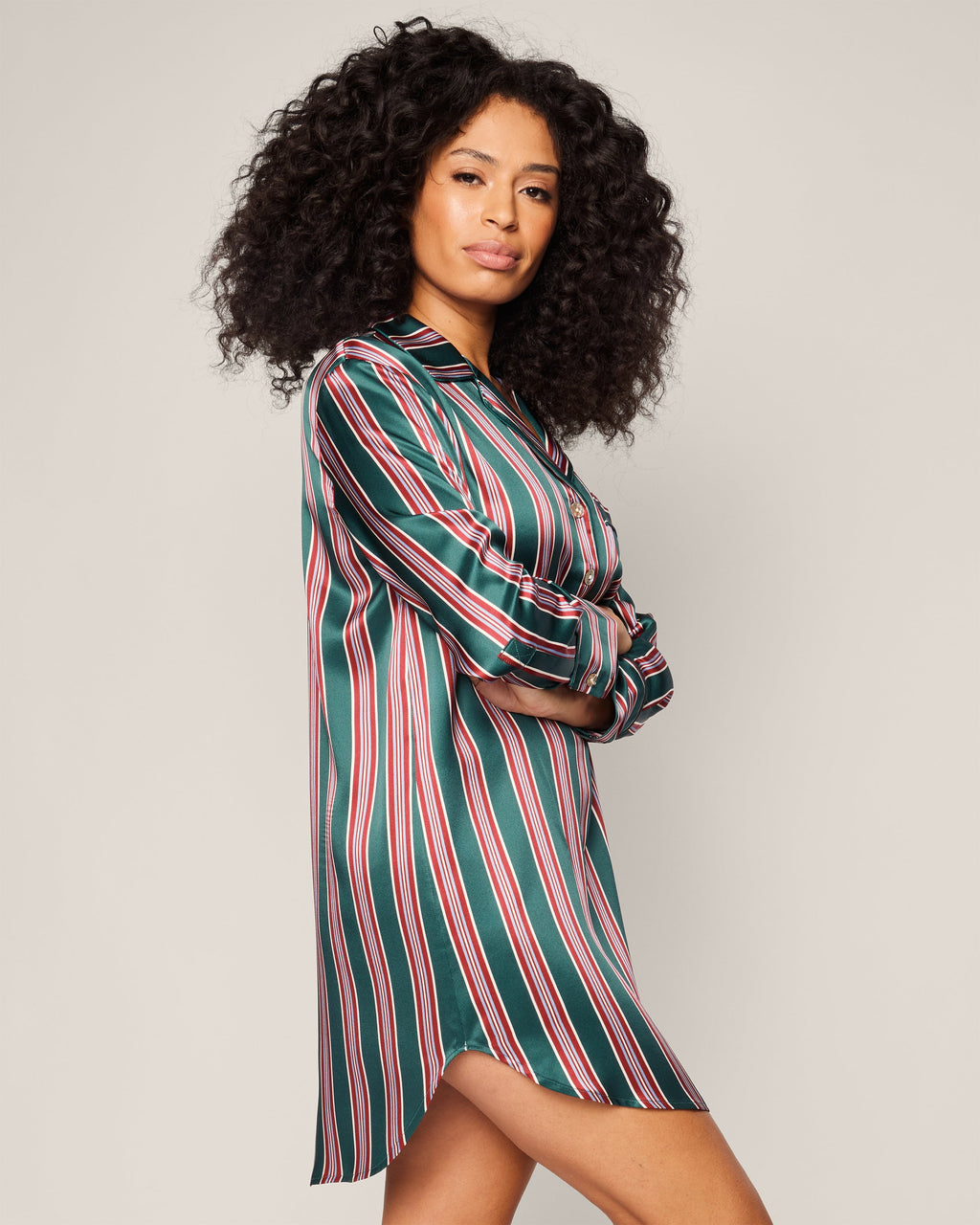 Women’s Silk Nightshirt in Lancaster Stripe