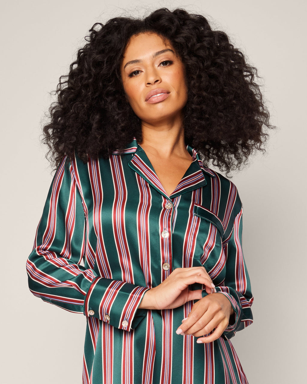 Women’s Silk Nightshirt in Lancaster Stripe