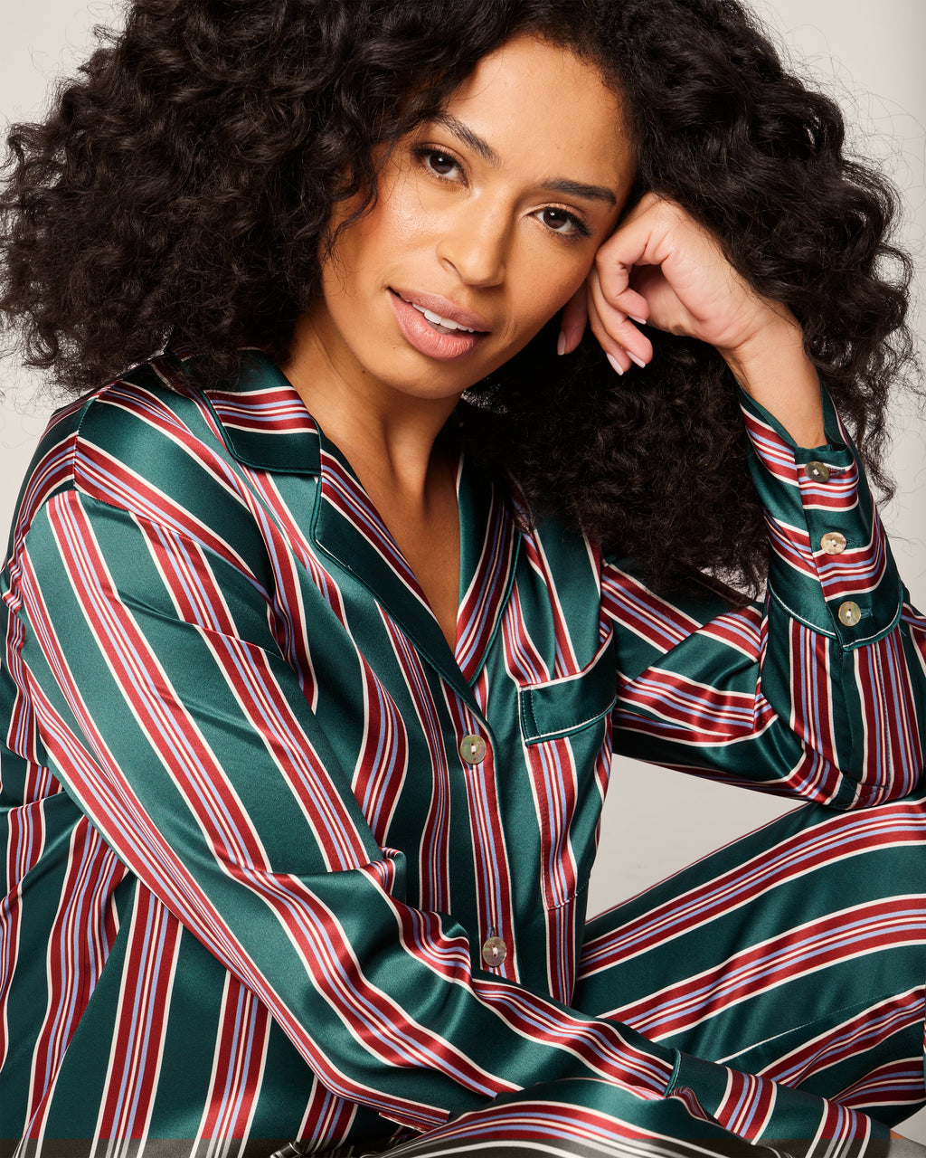 Women’s Silk Pajama Set in Lancaster Stripe