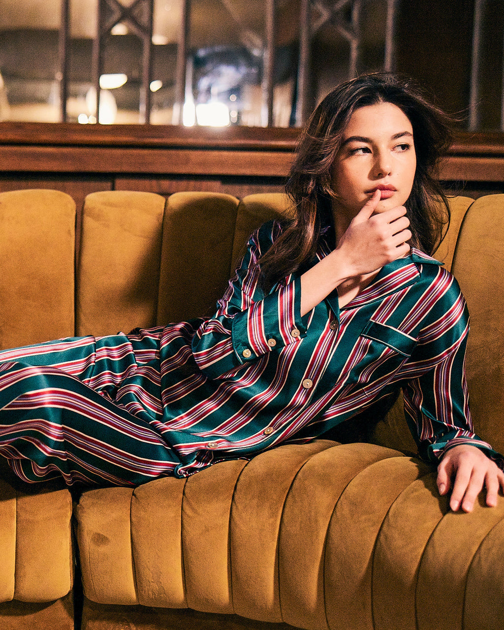 Women’s Silk Pajama Set in Lancaster Stripe