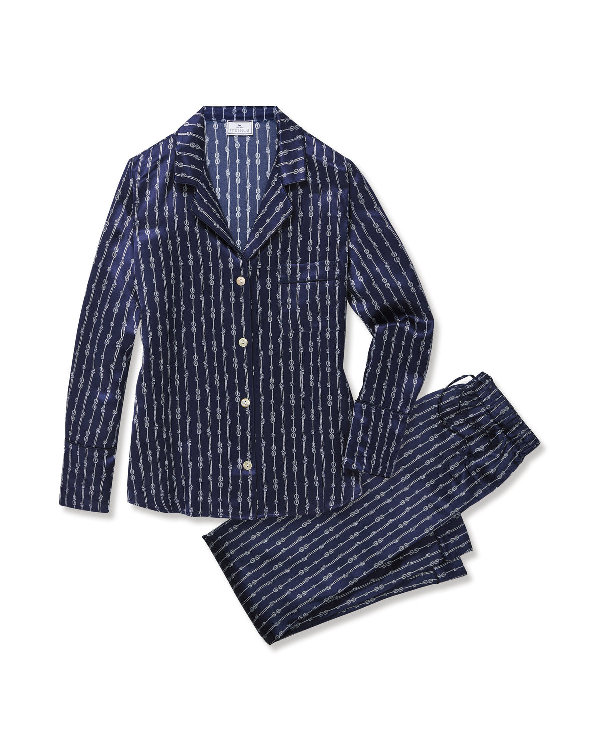 Women's Silk Pajama Set in Nautical Knots