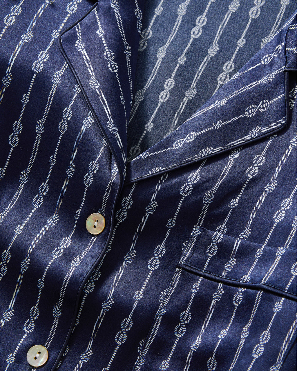 Women's Silk Pajama Set in Nautical Knots