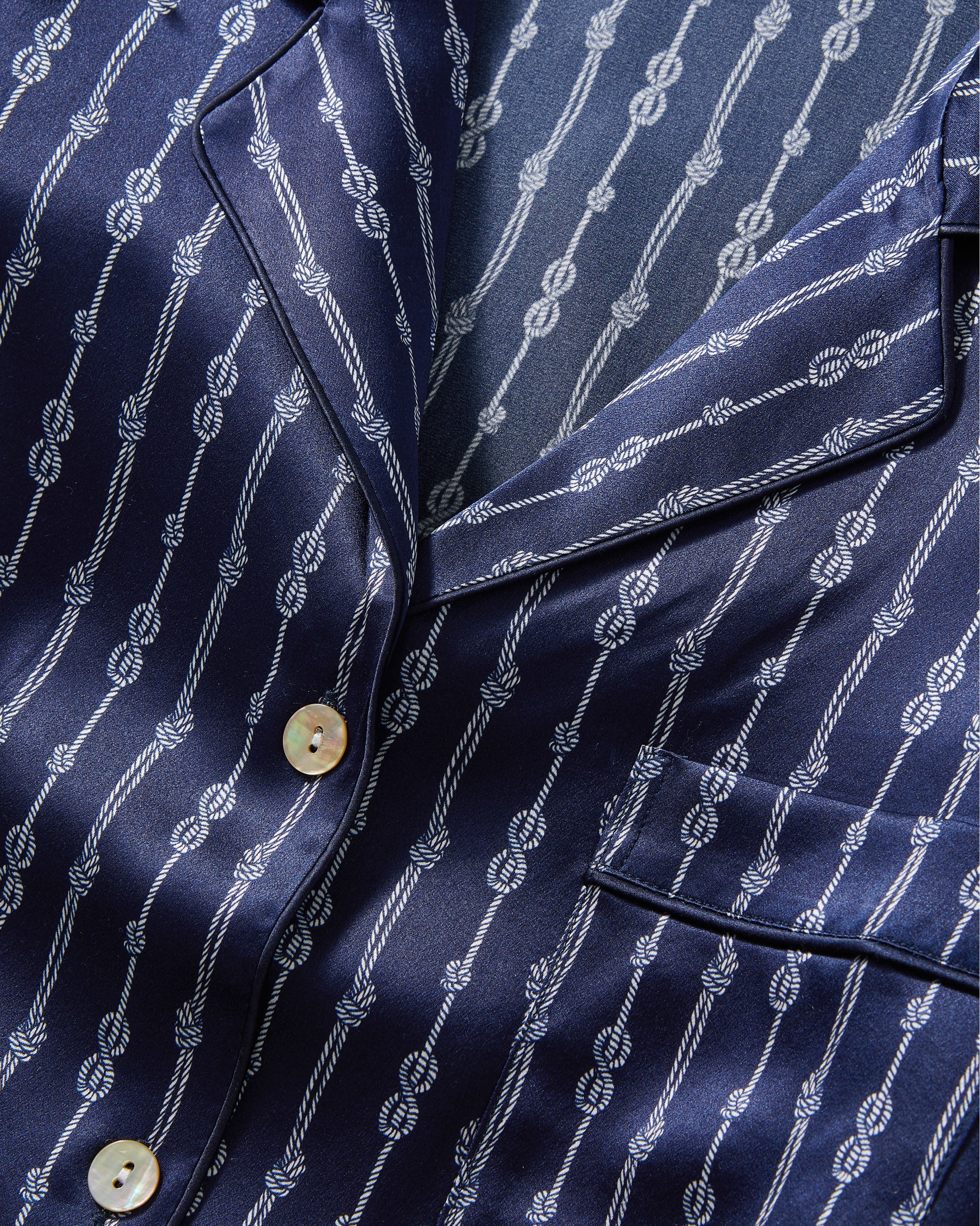 Women's Silk Pajama Set in Nautical Knots