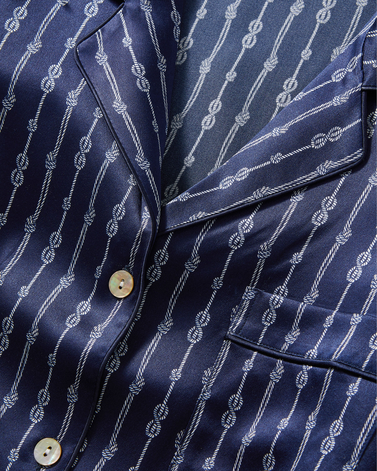 Women's Silk Pajama Set in Nautical Knots