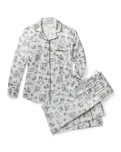Women’s Silk Pajama Set in Parisian Toile