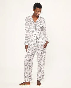 Women’s Silk Pajama Set in Parisian Toile