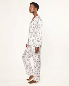 Women’s Silk Pajama Set in Parisian Toile
