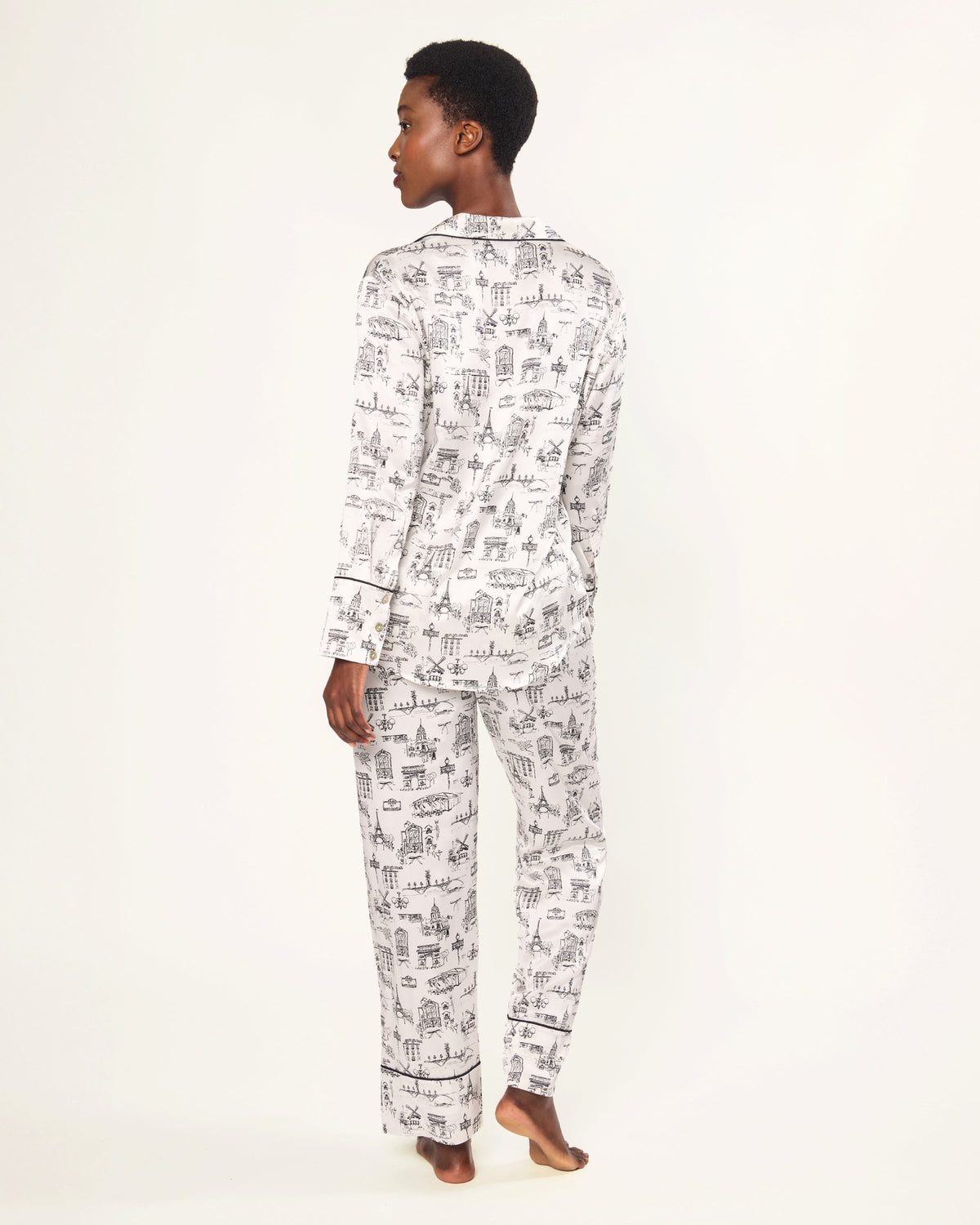 Women’s Silk Pajama Set in Parisian Toile