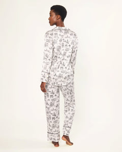 Women’s Silk Pajama Set in Parisian Toile