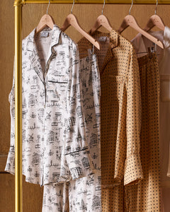 Women’s Silk Pajama Set in Parisian Toile