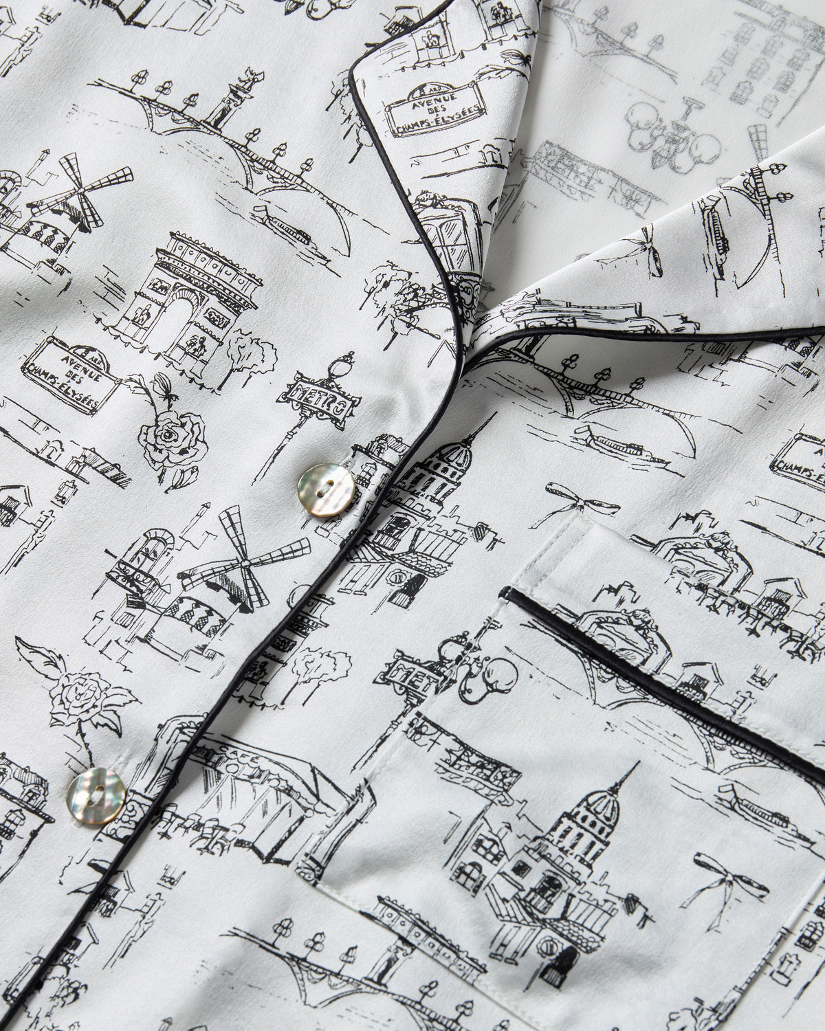 Women’s Silk Pajama Set in Parisian Toile