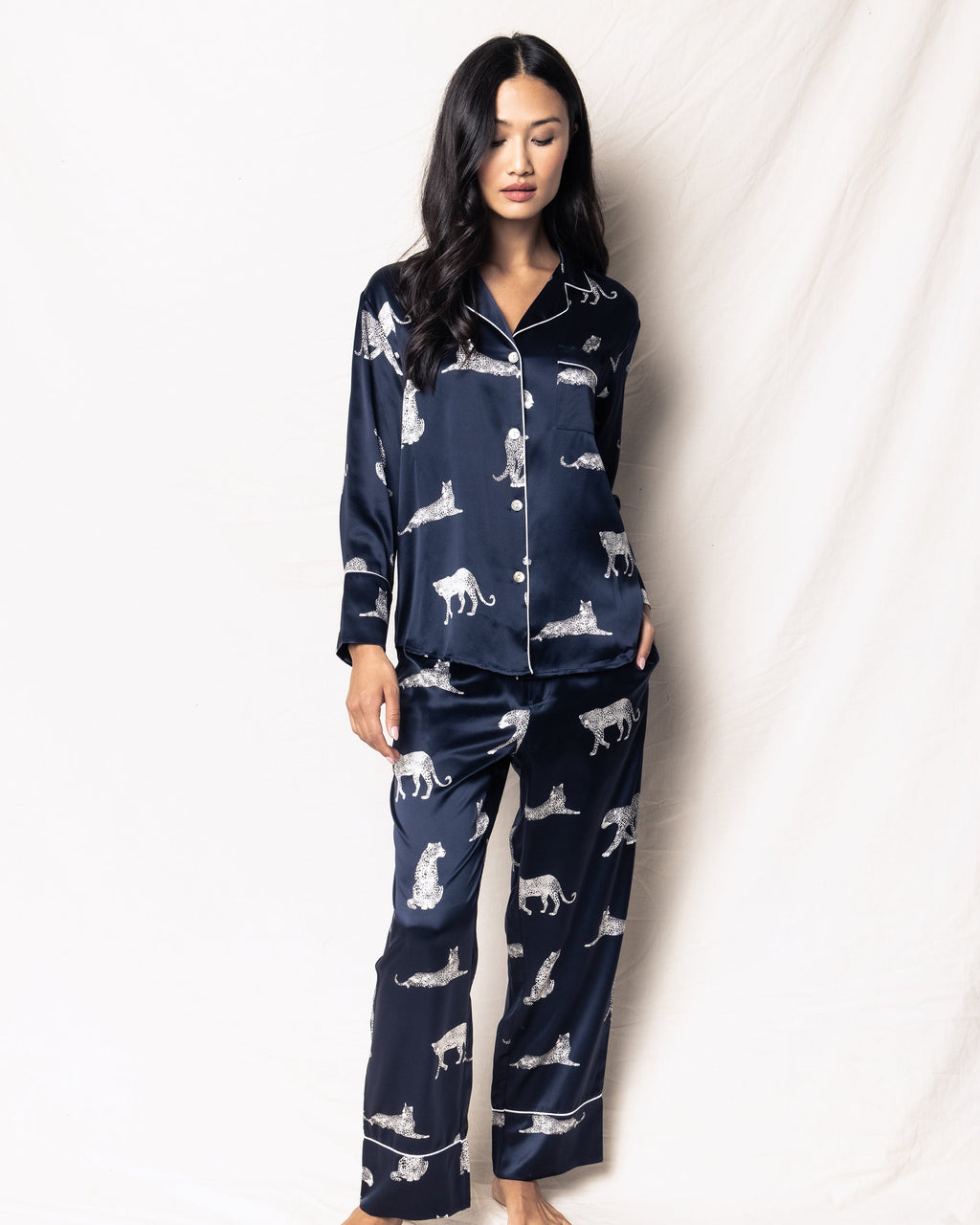 Women’s Silk Pajama Set in Panthère de Nuit