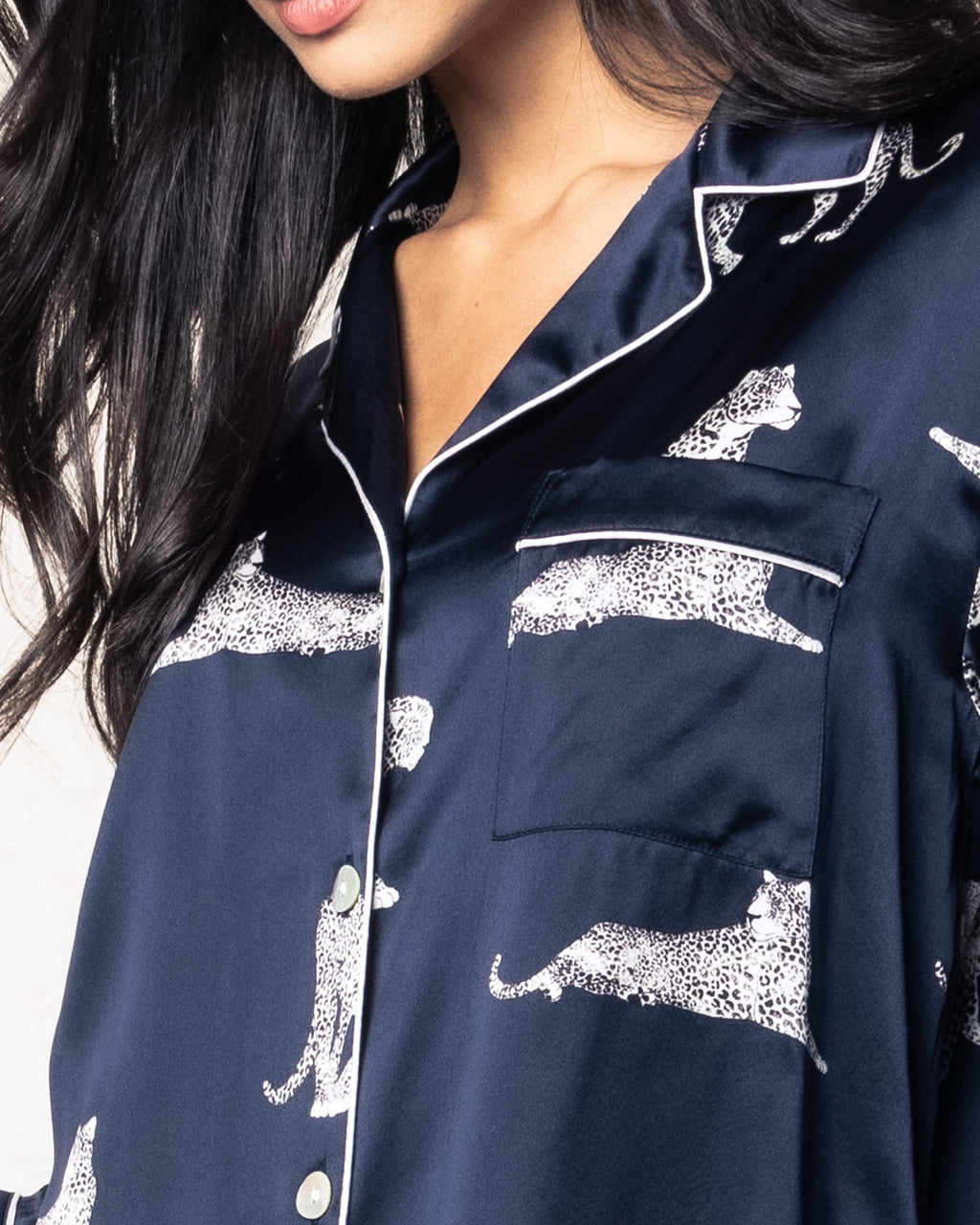 Women’s Silk Pajama Set in Panthère de Nuit