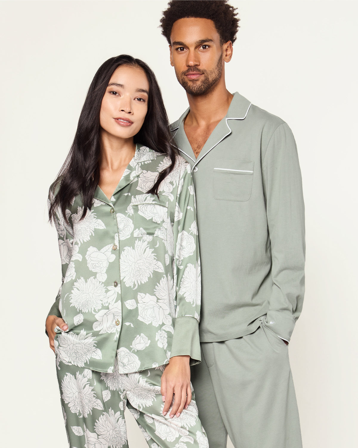 Women’s Silk Pajama Set in Sage Bloom