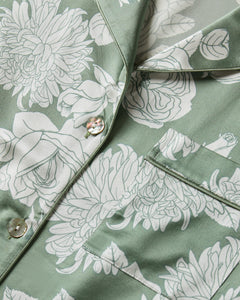 Women’s Silk Pajama Set in Sage Bloom