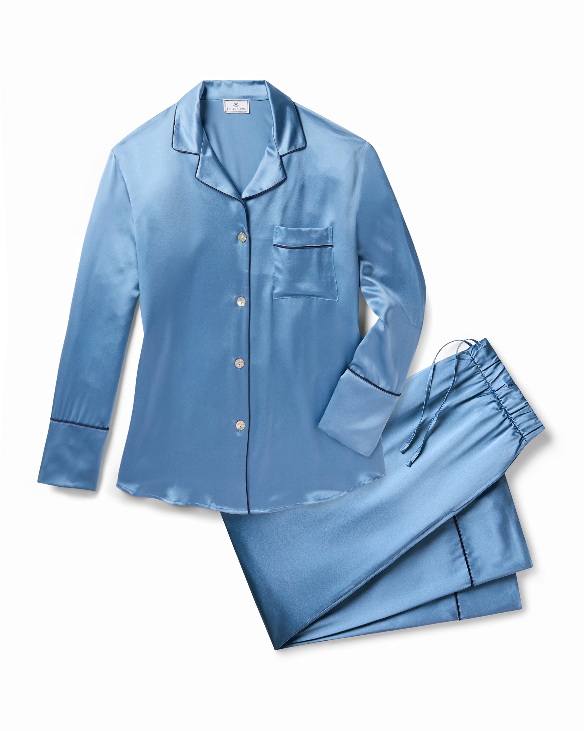 Women’s Silk Pajama Set in Mystique Blue