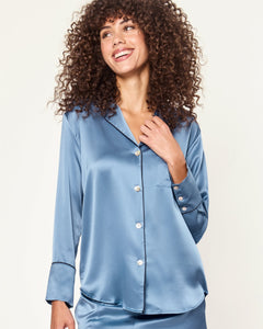Women’s Silk Pajama Set in Mystique Blue
