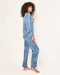 Women’s Silk Pajama Set in Mystique Blue