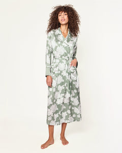Women’s Silk Robe in Sage Bloom