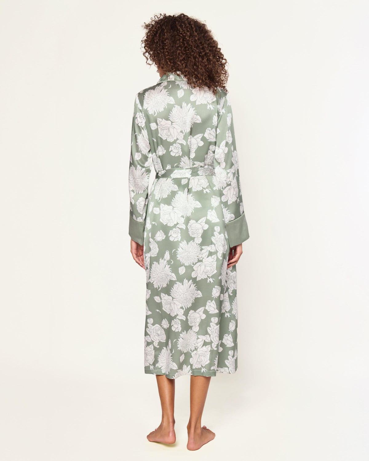 Women’s Silk Robe in Sage Bloom