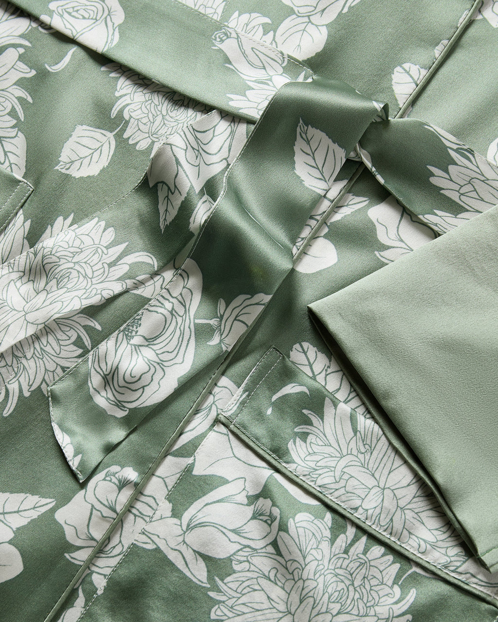 Women’s Silk Robe in Sage Bloom