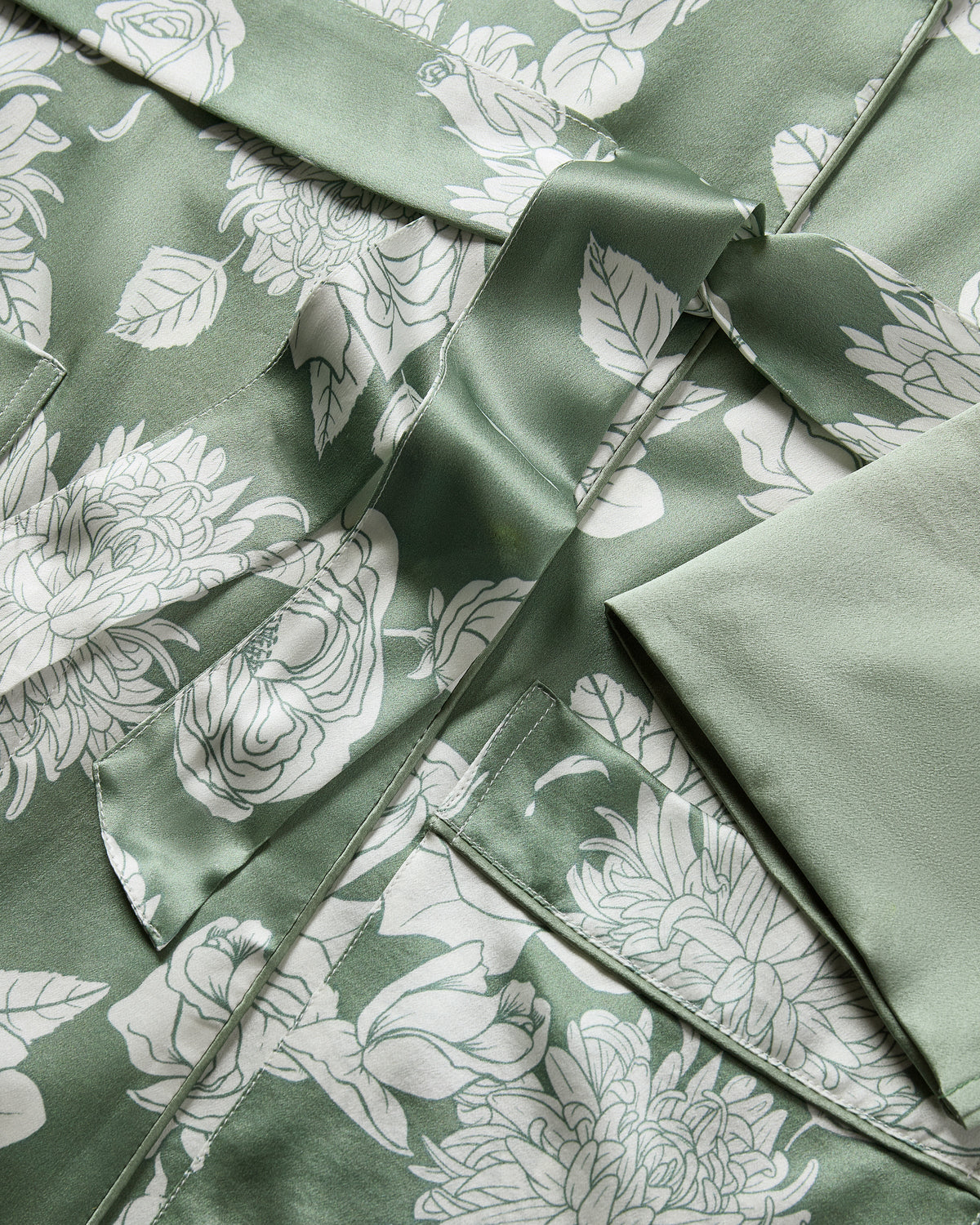 Women’s Silk Robe in Sage Bloom