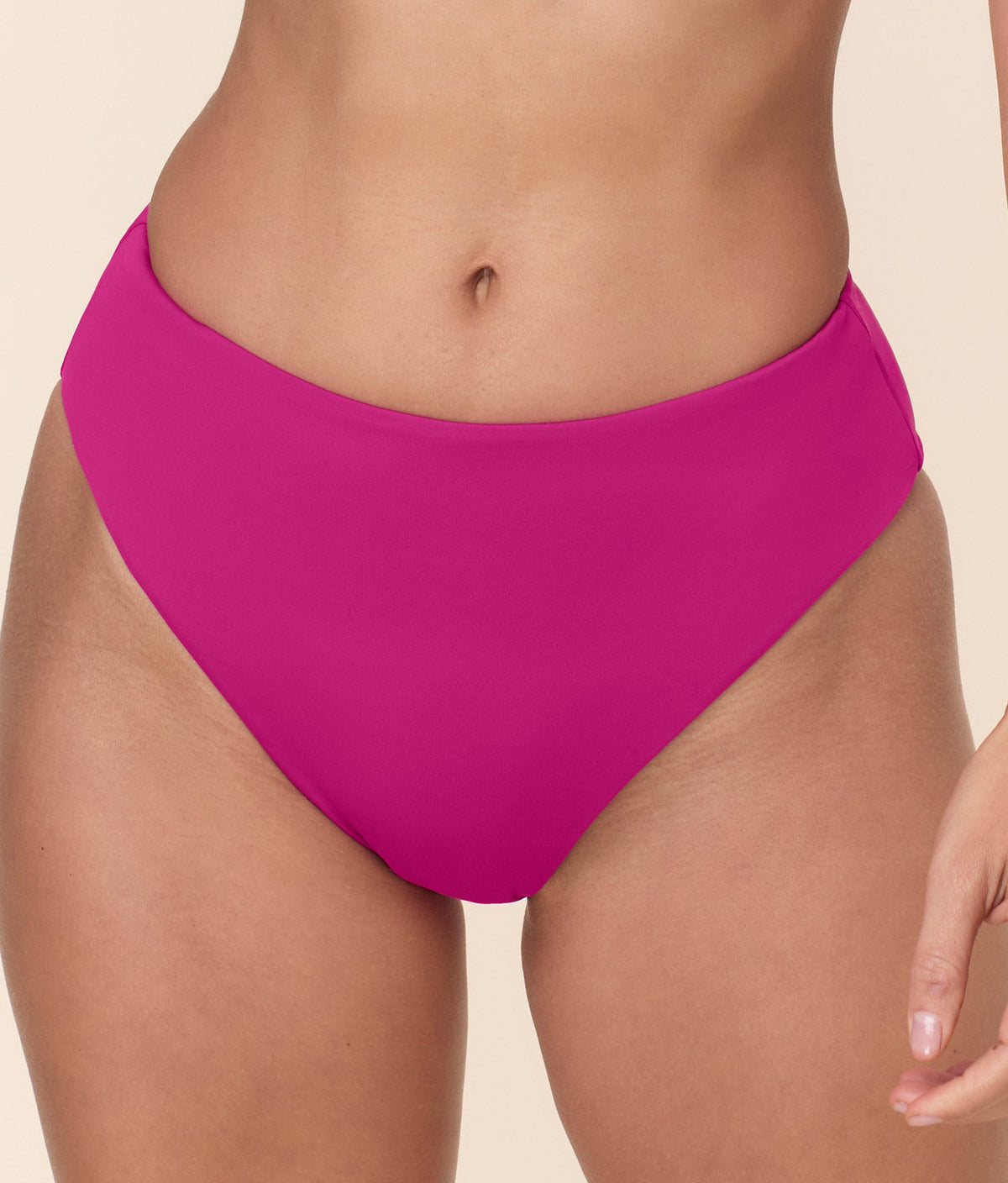 The 90s High Waist Bikini Bottom in Fuchsia