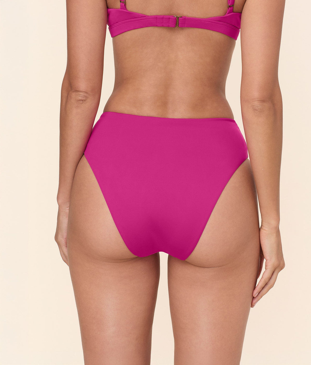 The 90s High Waist Bikini Bottom in Fuchsia