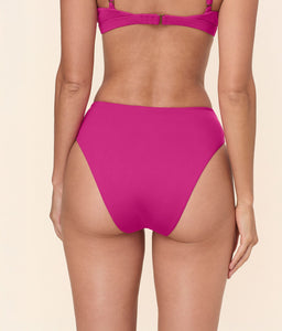 The 90s High Waist Bikini Bottom in Fuchsia