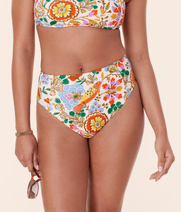 Eco-friendly Bird Floral High Waist Cheeky Bikini Bottom by Andie Swim, designed with a flattering high leg cut and minimal coverage.