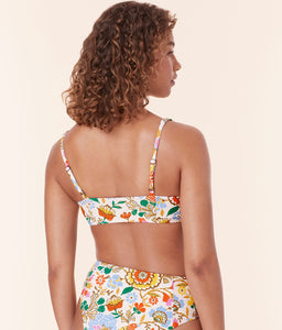 Back view of Andie Swim's Havana Bikini Top in Bird Floral, showing the sleek adjustable straps for added comfort and support.