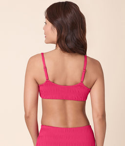 The Maui Bikini Top Smocked in Bright Begonia