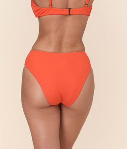 The 90s High Waist Bikini Bottom in Vermillion