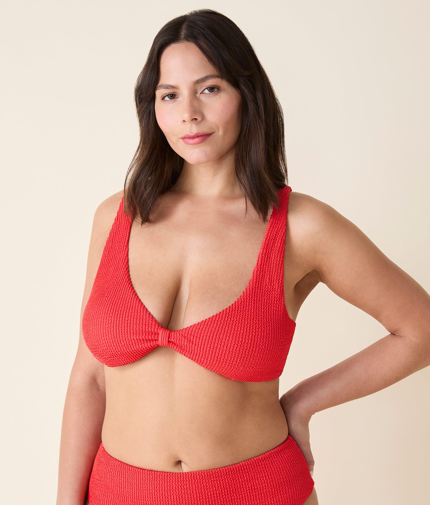 The Amor Bikini Top Seersucker in Firecracker