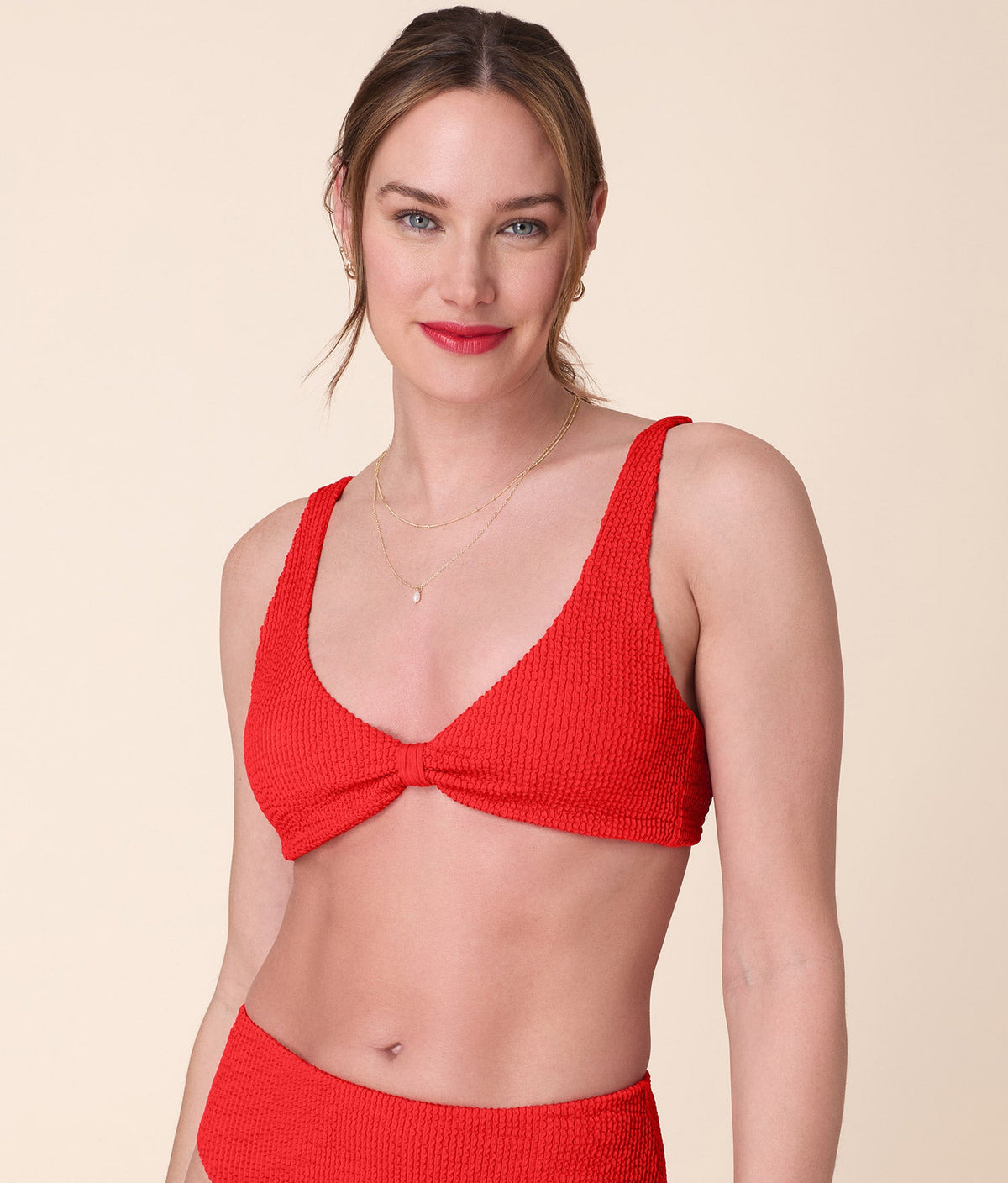 The Amor Bikini Top Seersucker in Firecracker
