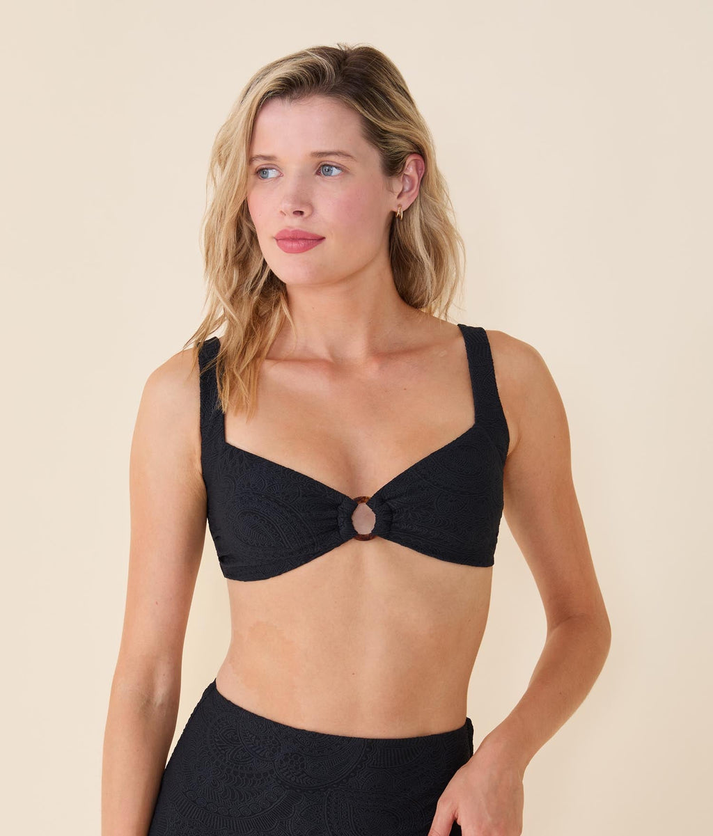 The Lori Bikini Top | Black Paisley