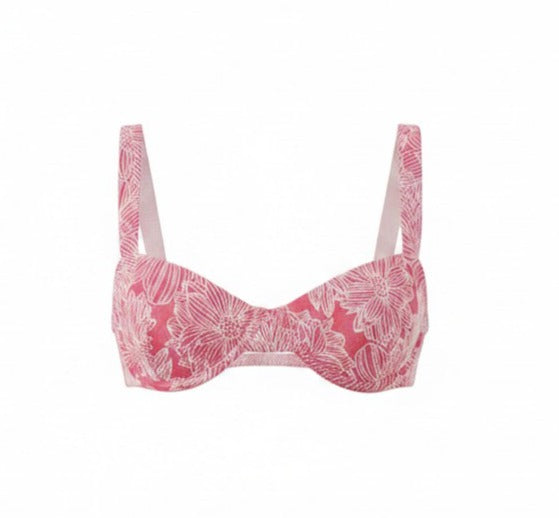 The Dorset Bikini Top in Garden Jacquard Peachy