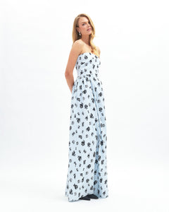 Audrey Floral Gown in Pale Topaz/Noir Multi